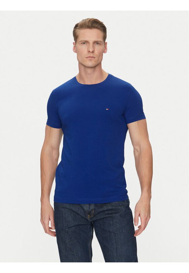 TOMMY HILFIGER - Tommy Hilfiger T-Shirt MW0MW10800 Niebieski Slim Fit. Kolor: niebieski. Materiał: bawełna