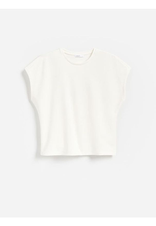 Reserved - T-shirt z modalem - złamana biel. Materiał: dzianina