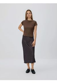 Reserved - Spódnica z wiskozy - ciemnobrązowy. Kolor: brązowy. Materiał: wiskoza. Wzór: gładki #1