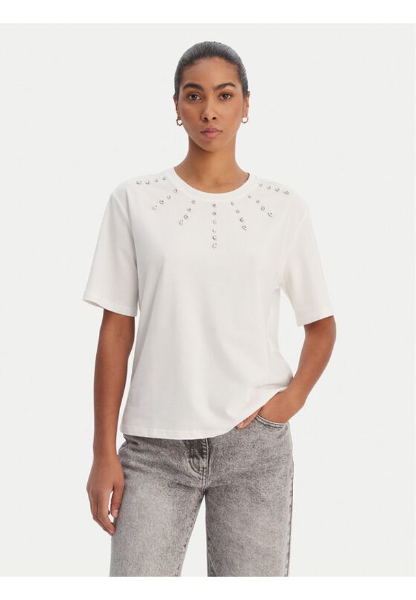 Morgan T-Shirt 261-DOURRA Biały Straight Fit. Kolor: biały. Materiał: syntetyk