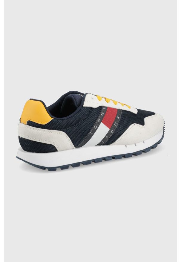 Tommy Jeans sneakersy kolor granatowy. Nosek buta: okrągły. Zapięcie: sznurówki. Kolor: niebieski. Materiał: materiał, włókno, guma