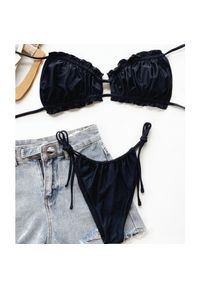 Intica - Bikini wiązane na szyi z regulacją na plażę i basen Greti. Kolor: czarny. Materiał: materiał