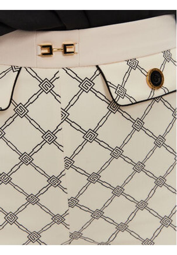 Elisabetta Franchi Spodnie materiałowe PA-S71-51E2 Écru Regular Fit. Materiał: syntetyk