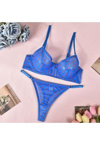 Intica - Komplet bielizny z serduszkami z delikatnego materiału Joan. Kolor: niebieski. Materiał: materiał