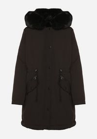 Born2be - Czarna Dwustronna Kurtka Parka Futerko z Kapturem Alorrise. Okazja: na co dzień. Typ kołnierza: kaptur. Kolor: czarny. Materiał: futro. Wzór: gładki. Styl: casual, elegancki #6
