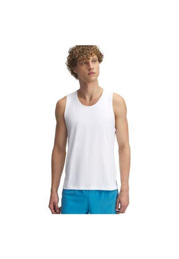 Tank top do biegania męski Under Armour Launch Elite Singlet. Kolor: biały. Sport: bieganie