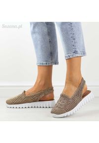 Plecione sandały, buty damskie T.Sokolski 806 Nut. Materiał: tkanina #1