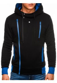 Ombre Clothing - Bluza męska rozpinana z kapturem B297 - czarna - XXL. Typ kołnierza: kaptur. Kolor: czarny. Materiał: poliester, bawełna, dzianina