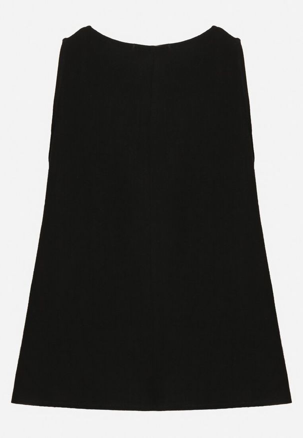 Born2be - Czarny Rozkloszowany Top z Lnem i Bawełną Sonadrea. Okazja: na co dzień. Kolor: czarny. Materiał: len, bawełna. Styl: elegancki, casual