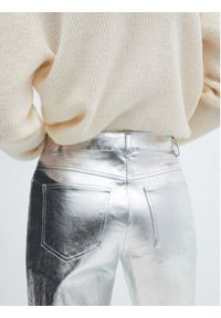 mango - Mango Spodnie skórzane Silver2 67091505 Srebrny Wide Leg. Kolor: srebrny. Materiał: skóra #7