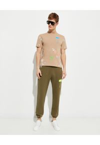 PALM ANGELS - Beżowy t-shirt z nadrukami. Kolor: beżowy. Materiał: bawełna. Wzór: nadruk. Styl: klasyczny #4