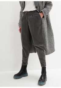 bonprix - Spodnie sztruksowe Balloon Fit z bawełny organicznej. Kolor: szary. Materiał: bawełna, sztruks #1