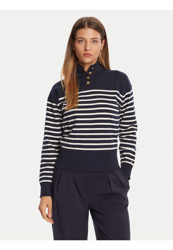 TOMMY HILFIGER - Tommy Hilfiger Sweter WW0WW47467 Granatowy Regular Fit. Kolor: niebieski. Materiał: bawełna