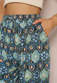 Renee - Granatowe Spodnie z Wiskozowej Tkaniny w Ornamentalny Wzór Sishall. Kolor: niebieski. Materiał: tkanina, wiskoza. Styl: boho #4