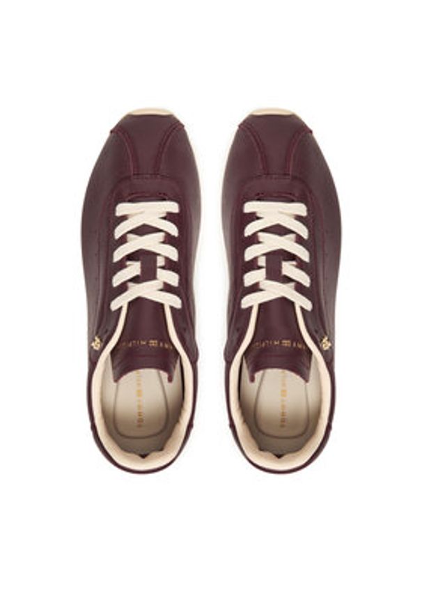 TOMMY HILFIGER - Tommy Hilfiger Sneakersy Th Low Profile Runner FW0FW08951 Bordowy. Kolor: czerwony. Materiał: skóra