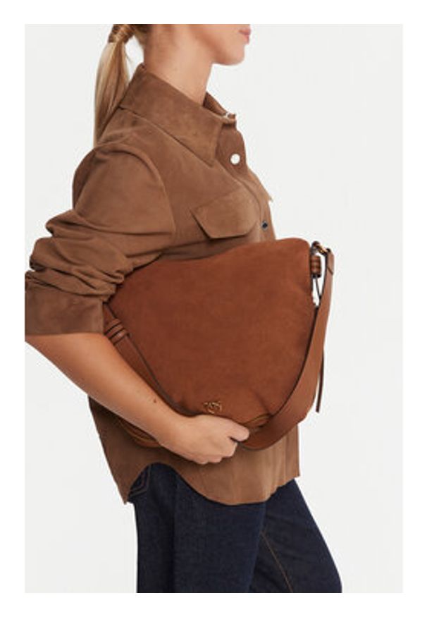 Pinko - PINKO Torebka Hobo Zip Around Classic Al 25-26 PLTT 105113 A2JH Brązowy. Kolor: brązowy. Materiał: zamszowe, skórzane