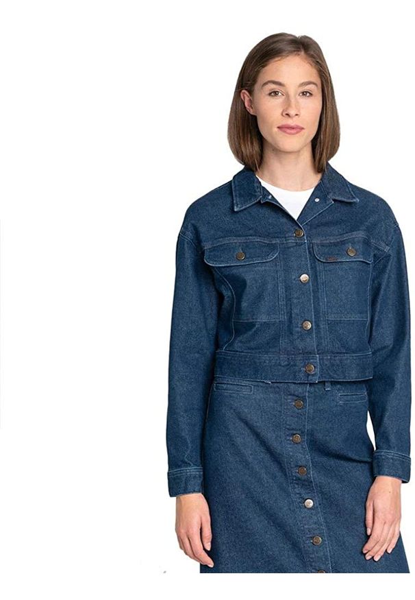 Lee - LEE SEASONAL RIDER JACKET KURTKA JEANSOWA DAMSKA DARK WILMA L54HDJGR 112112779. Materiał: jeans