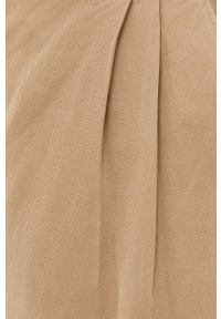 MAX&Co. szorty damskie kolor beżowy gładkie high waist. Stan: podwyższony. Kolor: beżowy. Materiał: tkanina. Wzór: gładki #4