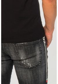DSQUARED2 Czarne jeansy męskie Cool guy jean. Kolor: czarny. Wzór: aplikacja