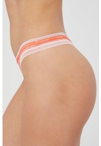 Calvin Klein Underwear stringi (3-pack) kolor beżowy. Kolor: beżowy. Materiał: materiał. Wzór: gładki #9