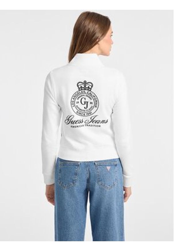 Guess Jeans Bluza W5YQ17 K68I4 Biały Regular Fit. Kolor: biały. Materiał: bawełna