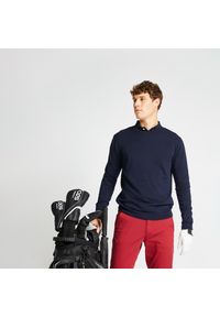 INESIS - Sweter do golfa MW500 męski. Typ kołnierza: golf. Kolor: niebieski. Materiał: bawełna, materiał. Sport: golf