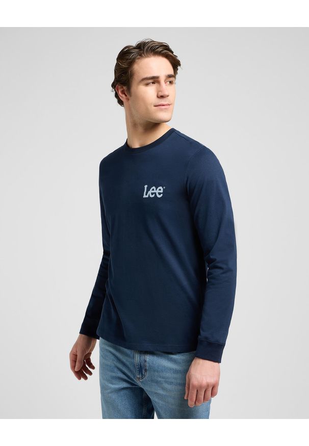 Lee - MESKA KOSZULKA LEE LS WOBBLY LEE TEE RIVET NAVY 112372359