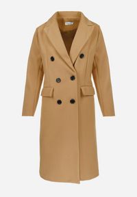 Born2be - Beżowy Płaszcz Dwurzędowy Lodis. Okazja: na co dzień. Kolor: beżowy. Materiał: tkanina. Długość: długie. Styl: casual, elegancki #4