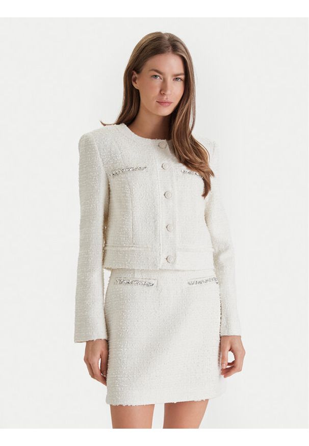 Guess Marynarka W6RL54 WJ632 Écru Regular Fit. Materiał: syntetyk