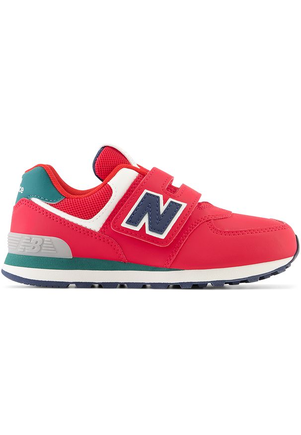 Buty dziecięce New Balance PV574CU – czerwone. Okazja: na co dzień, na uczelnię. Zapięcie: rzepy. Kolor: czerwony. Materiał: guma, materiał, syntetyk. Szerokość cholewki: normalna. Model: New Balance 574. Sport: turystyka piesza