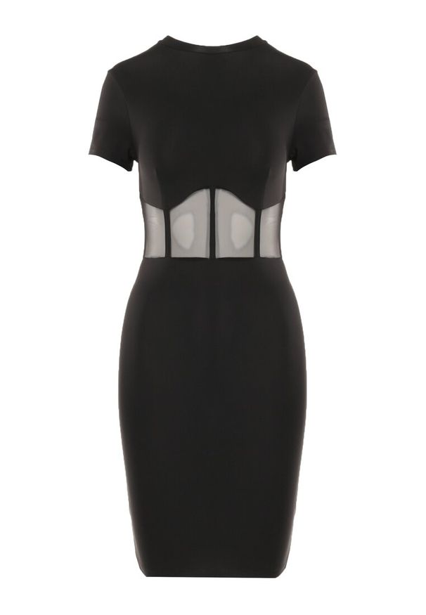 Born2be - Czarna Sukienka Aedomene. Typ kołnierza: dekolt gorset. Kolor: czarny. Materiał: materiał. Długość rękawa: krótki rękaw. Wzór: aplikacja. Typ sukienki: gorsetowe, dopasowane. Styl: wizytowy. Długość: mini