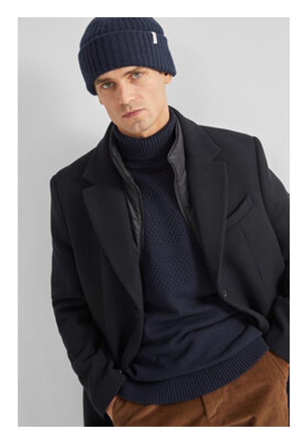 Selected Homme Płaszcz wełniany 16089400 Czarny Regular Fit. Kolor: czarny. Materiał: syntetyk