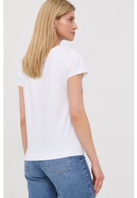 Love Moschino t-shirt damski kolor biały. Kolor: biały. Wzór: nadruk, aplikacja #5