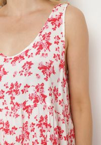 Born2be - Biało-Różowa Rozkloszowana Sukienka z Bawełny z Kwiatowym Wzorem Anniviana. Okazja: na imprezę, na co dzień. Kolor: biały. Materiał: bawełna. Wzór: kwiaty. Typ sukienki: proste. Styl: elegancki, casual, klasyczny #6