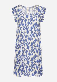 Born2be - Niebieska Sukienka z Bawełny o Rozkloszowanym Kroju z Falbankami Zamiast Rękawów Jenalinea. Okazja: na co dzień. Typ kołnierza: kołnierz z falbankami. Kolor: niebieski. Materiał: bawełna. Typ sukienki: rozkloszowane. Styl: elegancki, casual #6