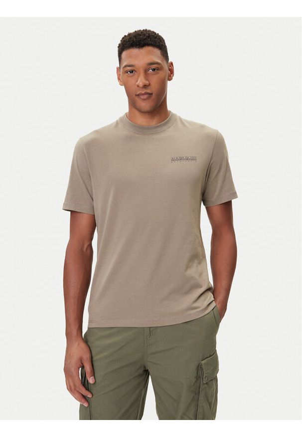 Napapijri T-Shirt S-Back Graphic NP0A88SU Beżowy Regular Fit. Kolor: beżowy. Materiał: bawełna