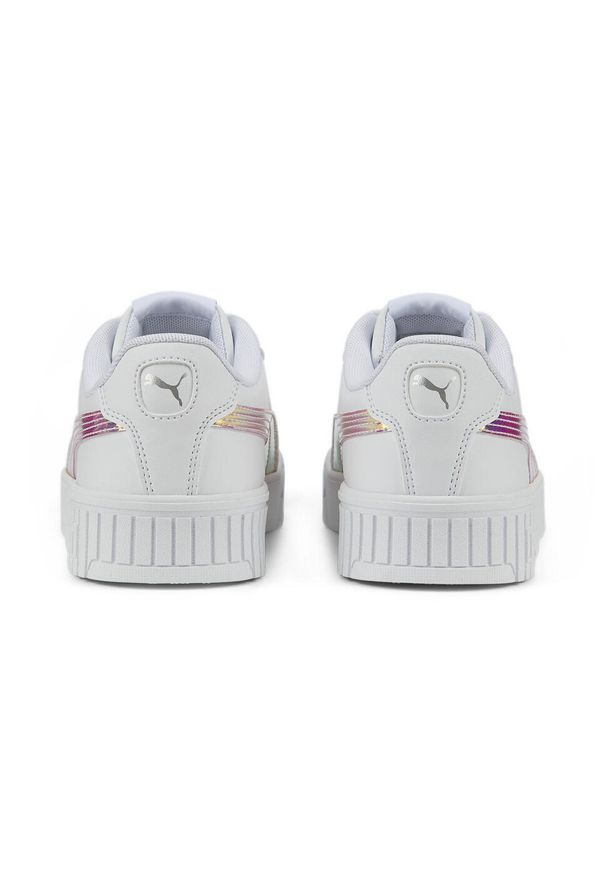 Puma - Młodzieżowe sneakersy Carina 2.0 Holo PUMA White Silver Gray. Okazja: na plażę. Kolor: szary, biały, wielokolorowy. Materiał: guma. Sezon: lato. Sport: turystyka piesza