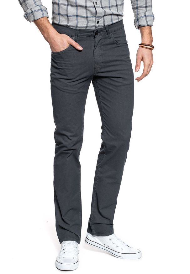 Wrangler - WRANGLER SPODNIE MĘSKIE ARIZONA NAVY GREY W12OS5134