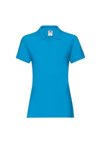 FRUIT OF THE LOOM - Damska Koszulka Polo Premium Plain. Typ kołnierza: polo. Kolor: niebieski