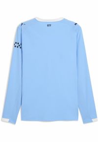 Puma - Męska autentyczna koszulka domowa z długim rękawem Manchester City 25/26 PUMA. Kolor: biały, wielokolorowy, niebieski. Długość rękawa: długi rękaw. Długość: długie. Wzór: aplikacja, paski