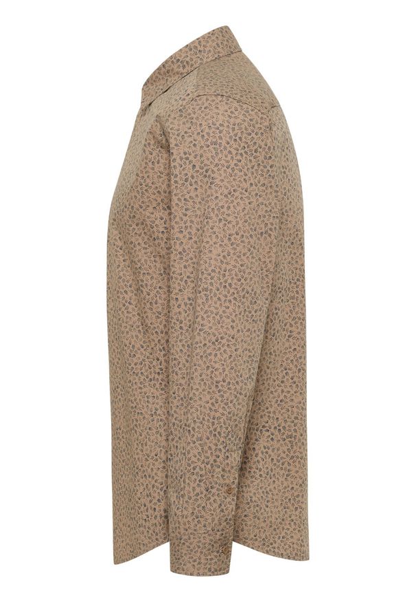 Mustang - Męska Koszula MUSTANG Elmore Allover Print on Beige 1015906 12672. Okazja: na co dzień. Typ kołnierza: kołnierzyk klasyczny. Materiał: bawełna. Długość: długie. Wzór: grochy, nadruk. Styl: klasyczny, casual, elegancki