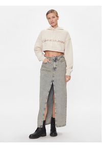 Calvin Klein Jeans Spódnica jeansowa Front Split Maxi Denim Skirt J20J222869 Niebieski Slim Fit. Kolor: niebieski. Materiał: bawełna