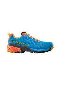 LA SPORTIVA - Buty do biegania męskie La Sportiva LA Akyra Ii 2024. Zapięcie: sznurówki. Kolor: pomarańczowy, niebieski, wielokolorowy, żółty. Materiał: syntetyk, materiał. Szerokość cholewki: normalna