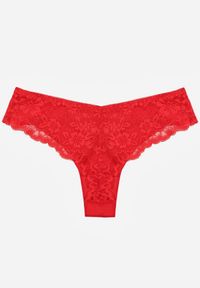 Renee - Czerwone Majtki Stringi Ozdobione Koronką Phisoris. Kolor: czerwony. Materiał: koronka. Wzór: koronka, aplikacja #3