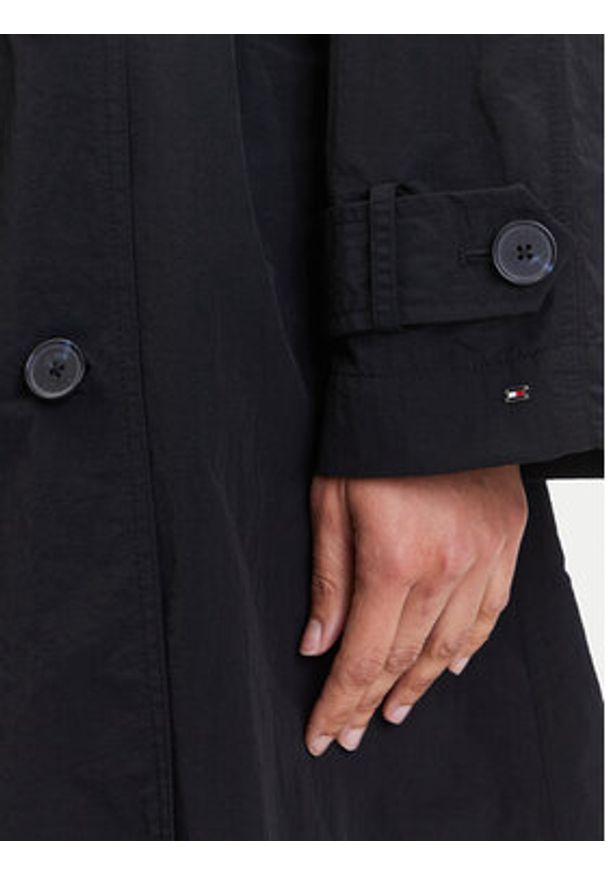 TOMMY HILFIGER - Tommy Hilfiger Trencz WW0WW45632 Czarny Oversize. Kolor: czarny. Materiał: syntetyk