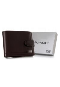 ROVICKY - Portfel skórzany Rovicky PC-103L-BAR brązowy. Kolor: brązowy. Materiał: skóra. Wzór: gładki