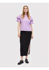 Selected Femme T-Shirt Rylie 16079837 Fioletowy Regular Fit. Kolor: fioletowy. Materiał: bawełna #4