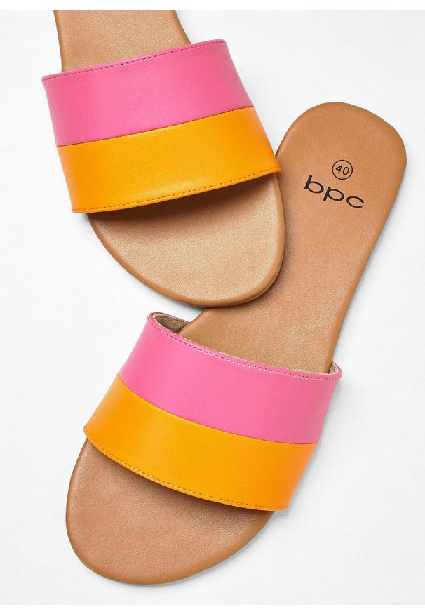 bonprix - Klapki. Kolor: pomarańczowy. Wzór: kolorowy. Sezon: lato