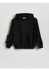 Reserved - Bluza oversize z kapturem - czarny. Typ kołnierza: kaptur. Kolor: czarny. Materiał: dzianina, bawełna #1