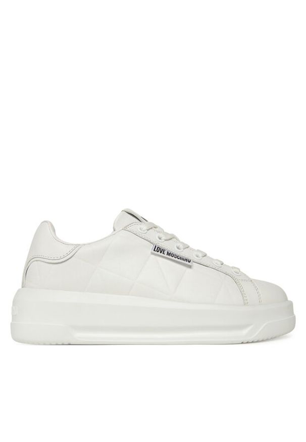 Love Moschino - LOVE MOSCHINO Sneakersy JA15335G0NIEC10A Biały. Kolor: biały. Materiał: skóra